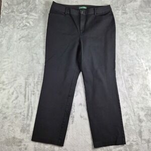 Lauren Ralph Lauren Pants Women 14 Black Stretch Straight Leg Trouser Officewear